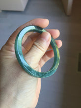 Load image into Gallery viewer, 51mm Type A 100% Natural dark green/black/blue/gray with flying snow Guatemala square style Jadeite bangle PJ45-0679
