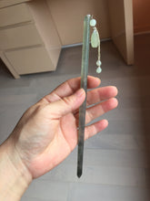 Load image into Gallery viewer, 20cm 100% Natural icy white gray black(灰冰) Xiu Jade (Serpentine) Hairpin AW66
