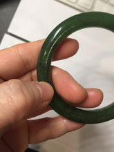 Load image into Gallery viewer, 53.3mm 100% Natural dark green/black round cut nephrite (碧玉) bangle HN98
