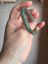 Load image into Gallery viewer, 52mm Certified type A 100% Natural oily dark green gray black slim Jadeite bangle PC214-6220
