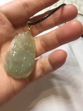 Load image into Gallery viewer, Type A 100% Natural  Light Green gray (淡油冰)Jadeite Jade Fortune/Wealth Success Mouse Pendant PC235
