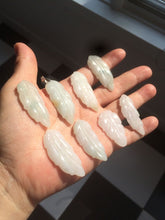 Load image into Gallery viewer, Type A 100% Natural green/yellow/purple Jadeite Jade leaf pendant group m100
