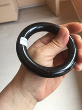 Load image into Gallery viewer, 54.3mm certified 10% Natural black(MO YU 墨玉) meteorite Stellar Night sky chubby round cut nephrite bangle HN1-8246
