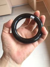 Load image into Gallery viewer, 54.3mm certified 10% Natural black(MO YU 墨玉) meteorite Stellar Night sky chubby round cut nephrite bangle HN1-8246
