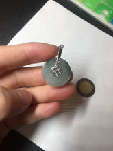 Load image into Gallery viewer, 20mm 100% Natural icy watery light green clear jadeite Jade Safety Guardian Button (donut) Pendant BK106
