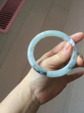 Load image into Gallery viewer, 58.5mm certified Type A 100% Natural icy dark green white with green floating flowers  round cut Jadeite Jade bangle BS64-7347
