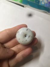 Load image into Gallery viewer, 100% Natural white beige with black/brown flying dandelions Osmanthus fragrant cheese cake nephrite Jade pendant/worry stone HT68
