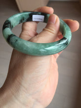 Load image into Gallery viewer, Shopify only! 59mm certified type A 100% Natural icy watery green/black Jadeite Jade bangle BM44-8566

