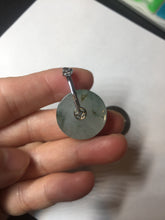 Load image into Gallery viewer, 20mm 100% Natural icy watery light green clear jadeite Jade Safety Guardian Button (donut) Pendant BK106
