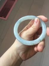 Load image into Gallery viewer, 58.5mm certified Type A 100% Natural icy dark green white with green floating flowers  round cut Jadeite Jade bangle BS64-7347
