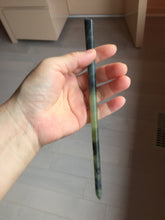 Load image into Gallery viewer, 19.5cm 100% Natural black dark green ink painting(水墨画) Xiu Jade (Serpentine) Hairpin AW64

