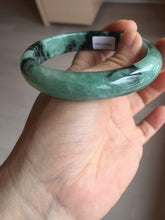 Load image into Gallery viewer, Shopify only! 59mm certified type A 100% Natural icy watery green/black Jadeite Jade bangle BM44-8566
