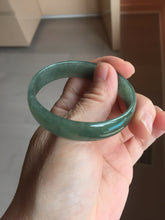 Load image into Gallery viewer, 51.7mm Certified type A 100% Natural oily dark green gray (油青) thin Jadeite Jade bangle PB273-1042
