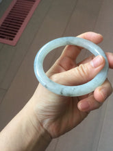 Load image into Gallery viewer, 58.5mm certified Type A 100% Natural icy dark green white with green floating flowers  round cut Jadeite Jade bangle BS64-7347
