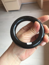 Load image into Gallery viewer, 54.3mm certified 10% Natural black(MO YU 墨玉) meteorite Stellar Night sky chubby round cut nephrite bangle HN1-8246

