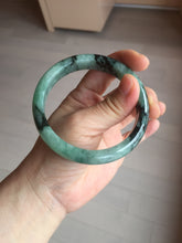Load image into Gallery viewer, Shopify only! 59mm certified type A 100% Natural icy watery green/black Jadeite Jade bangle BM44-8566
