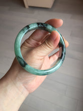 Load image into Gallery viewer, Shopify only! 59mm certified type A 100% Natural icy watery green/black Jadeite Jade bangle BM44-8566
