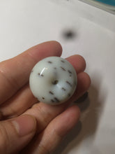 Load image into Gallery viewer, 100% Natural white beige with black/brown flying dandelions Osmanthus fragrant cheese cake nephrite Jade pendant/worry stone HT68
