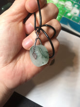 Load image into Gallery viewer, 20mm 100% Natural icy watery light green clear jadeite Jade Safety Guardian Button (donut) Pendant BK106
