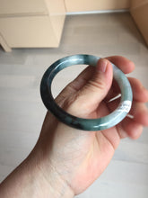 Load image into Gallery viewer, 55.5mm Certified Type A 100% Natural Dark Green Blue Gray Black Moonlit Ink (水墨月色) Round Cut Jadeite Jade Bangle BS149-0742
