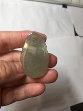 Load image into Gallery viewer, Type A 100% Natural  Light Green gray (淡油冰) Good Luck &amp; Bright Beginning Rooster Jadeite Jade Pendant PC237
