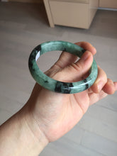 Load image into Gallery viewer, Shopify only! 59mm certified type A 100% Natural icy watery green/black Jadeite Jade bangle BM44-8566
