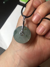 Load image into Gallery viewer, 20mm 100% Natural icy watery light green clear jadeite Jade Safety Guardian Button (donut) Pendant BK106
