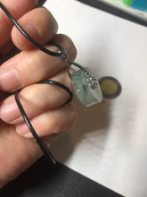 Load image into Gallery viewer, 20mm 100% Natural icy watery light green clear jadeite Jade Safety Guardian Button (donut) Pendant BK106
