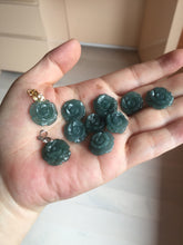 Load image into Gallery viewer, 100% Natural blue green gray Guatemala jadeite Jade flower pendant group AR113
