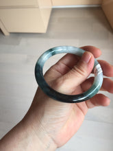 Load image into Gallery viewer, 55.5mm Certified Type A 100% Natural Dark Green Blue Gray Black Moonlit Ink (水墨月色) Round Cut Jadeite Jade Bangle BS149-0742
