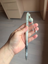 Load image into Gallery viewer, 18.5cm 100% Natural black white ink painting(水墨画) Xiu Jade (Serpentine) Hairpin AW63
