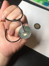 Load image into Gallery viewer, 20mm 100% Natural icy watery light green clear jadeite Jade Safety Guardian Button (donut) Pendant BK106
