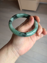 Load image into Gallery viewer, Shopify only! 59mm certified type A 100% Natural icy watery green/black Jadeite Jade bangle BM44-8566
