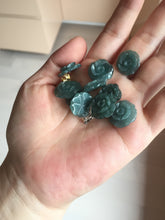 Load image into Gallery viewer, 100% Natural blue green gray Guatemala jadeite Jade flower pendant group AR113
