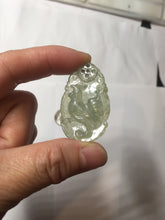 Load image into Gallery viewer, Type A 100% Natural  Light Green gray (淡油冰) Good Luck &amp; Bright Beginning Rooster Jadeite Jade Pendant PC237
