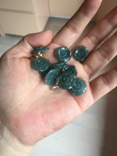 Load image into Gallery viewer, 100% Natural blue green gray Guatemala jadeite Jade flower pendant group AR113
