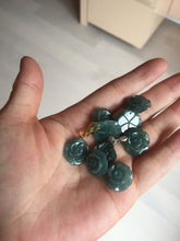 Load image into Gallery viewer, 100% Natural blue green gray Guatemala jadeite Jade flower pendant group AR113
