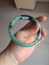 Load image into Gallery viewer, Shopify only! 59mm certified type A 100% Natural icy watery green/black Jadeite Jade bangle BM44-8566

