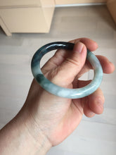 Load image into Gallery viewer, 55.5mm Certified Type A 100% Natural Dark Green Blue Gray Black Moonlit Ink (水墨月色) Round Cut Jadeite Jade Bangle BS149-0742
