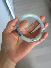 Load image into Gallery viewer, 58.5mm certified Type A 100% Natural icy dark green white with green floating flowers  round cut Jadeite Jade bangle BS64-7347
