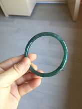 Load image into Gallery viewer, 56.2mm Certified Type A 100% Natural dark green/gray/black Guatemala slim round cut Jadeite bangle PJ84-0653
