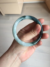 Load image into Gallery viewer, 55.5mm Certified Type A 100% Natural Dark Green Blue Gray Black Moonlit Ink (水墨月色) Round Cut Jadeite Jade Bangle BS149-0742
