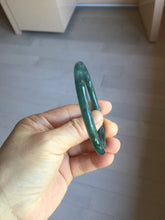 Load image into Gallery viewer, 56.2mm Certified Type A 100% Natural dark green/gray/black Guatemala slim round cut Jadeite bangle PJ84-0653
