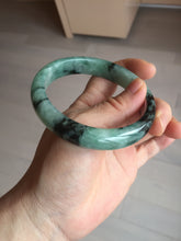 Load image into Gallery viewer, Shopify only! 59mm certified type A 100% Natural icy watery green/black Jadeite Jade bangle BM44-8566
