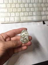 Load image into Gallery viewer, Type A 100% Natural Light Green-Gray (淡油冰) Jadeite Jade Ox Pendant | Strength, Prosperity &amp; Steady Success Charm PC238
