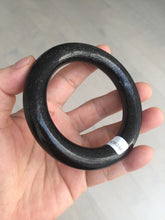 Load image into Gallery viewer, 54.3mm certified 10% Natural black(MO YU 墨玉) meteorite Stellar Night sky chubby round cut nephrite bangle HN1-8246
