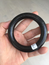 Load image into Gallery viewer, 54.3mm certified 10% Natural black(MO YU 墨玉) meteorite Stellar Night sky chubby round cut nephrite bangle HN1-8246
