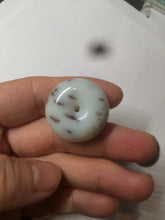 Load image into Gallery viewer, 100% Natural white beige with black/brown flying dandelions Osmanthus fragrant cheese cake nephrite Jade pendant/worry stone HT68
