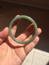 Load image into Gallery viewer, 56mm certified 100% Natural lake green gray slim round cut nephrite bangle HN144-6923
