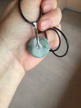 Load image into Gallery viewer, 20mm 100% Natural icy watery light green clear jadeite Jade Safety Guardian Button (donut) Pendant BK106
